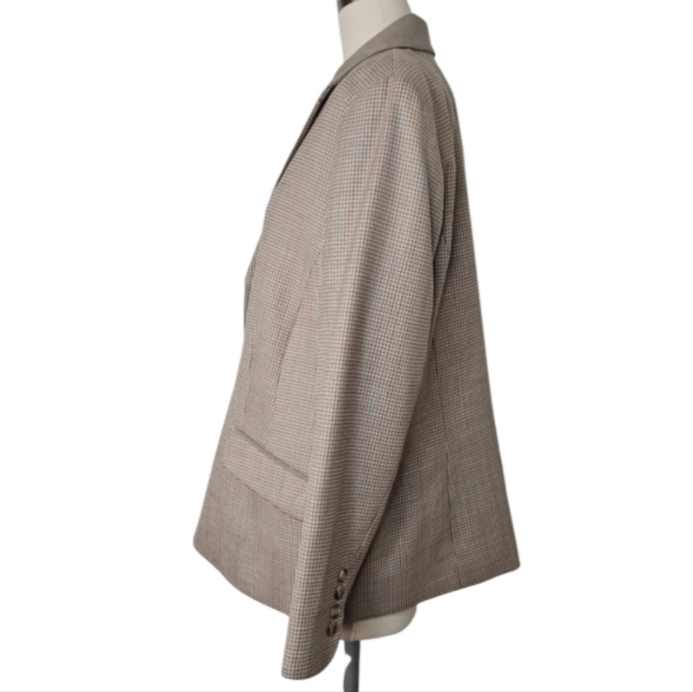 Pendleton Seasonless Wool Houndstooth Blazer Tan … - image 5